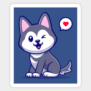 Cute Husky Dog Cartoon Vector Icon Illustration Magnet